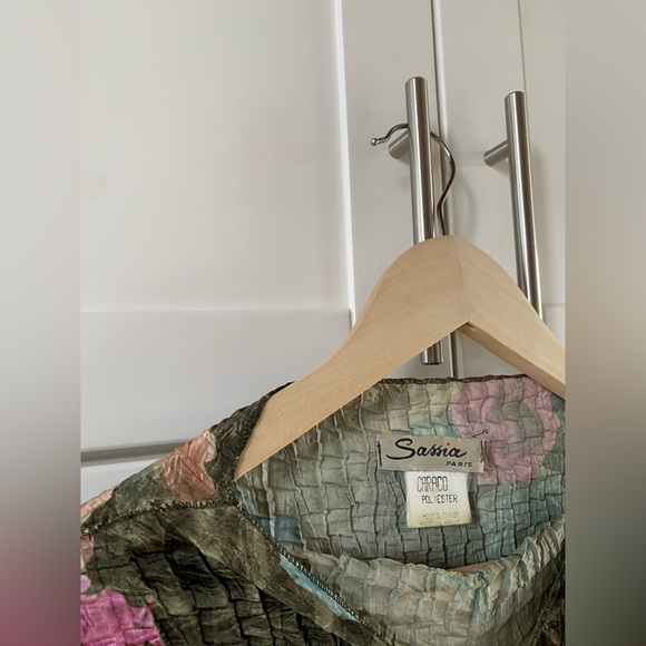 Vintage Sassia Paris Floral Crinkle Blouse - Picture 3 of 5